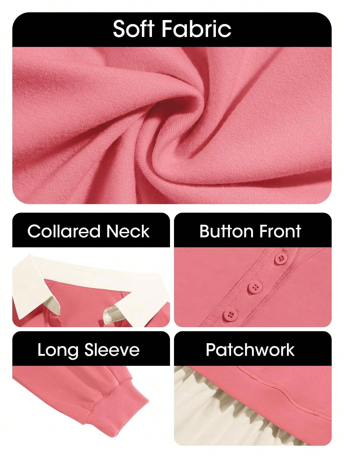 Fisoew Womens Grunge Aesthetic Dress Long Sleeve V Neck Oversized Pullover Loose Fit Mini Tennis Dress Y2K Style