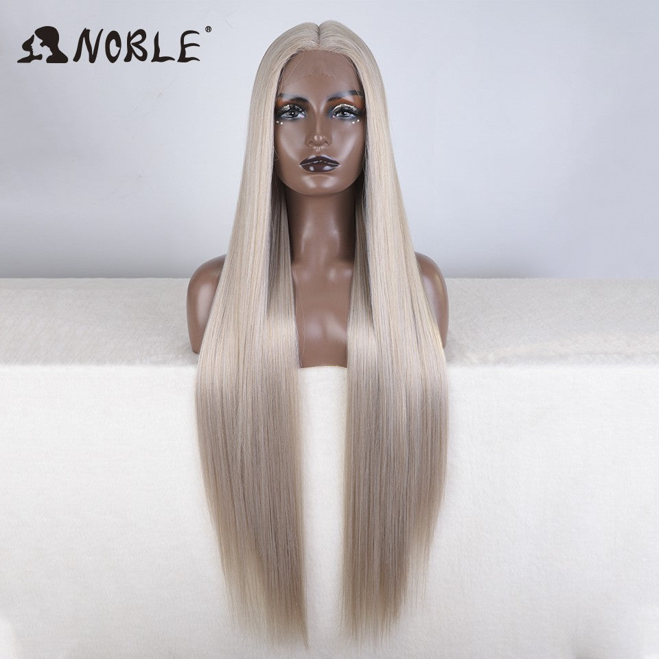 Perucas Noble Cosplay Para Mulheres Negras Perucas Sintéticas Lisas de Renda de 38 Polegadas Peruca Loira Ombre de Renda Peruca Sintética Loira de Renda Cosplay