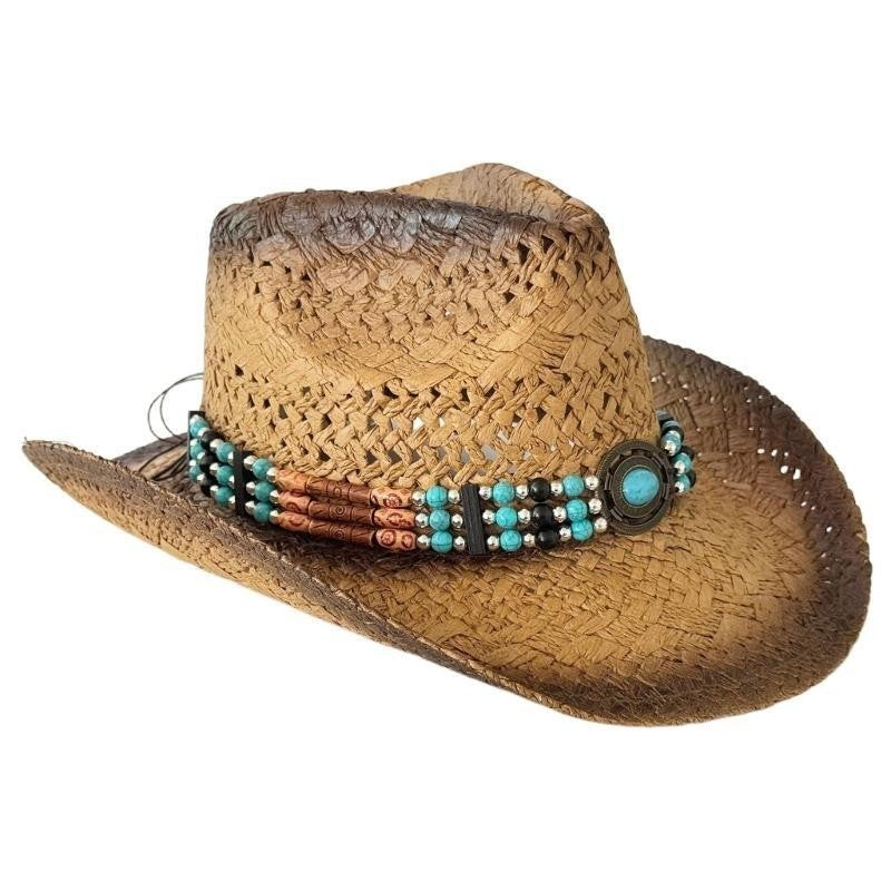 31BB Woven Straw Hat Beach Sun Hat Hollows Out Sunhat Stylish Wide Border Hat for Sun Resistances