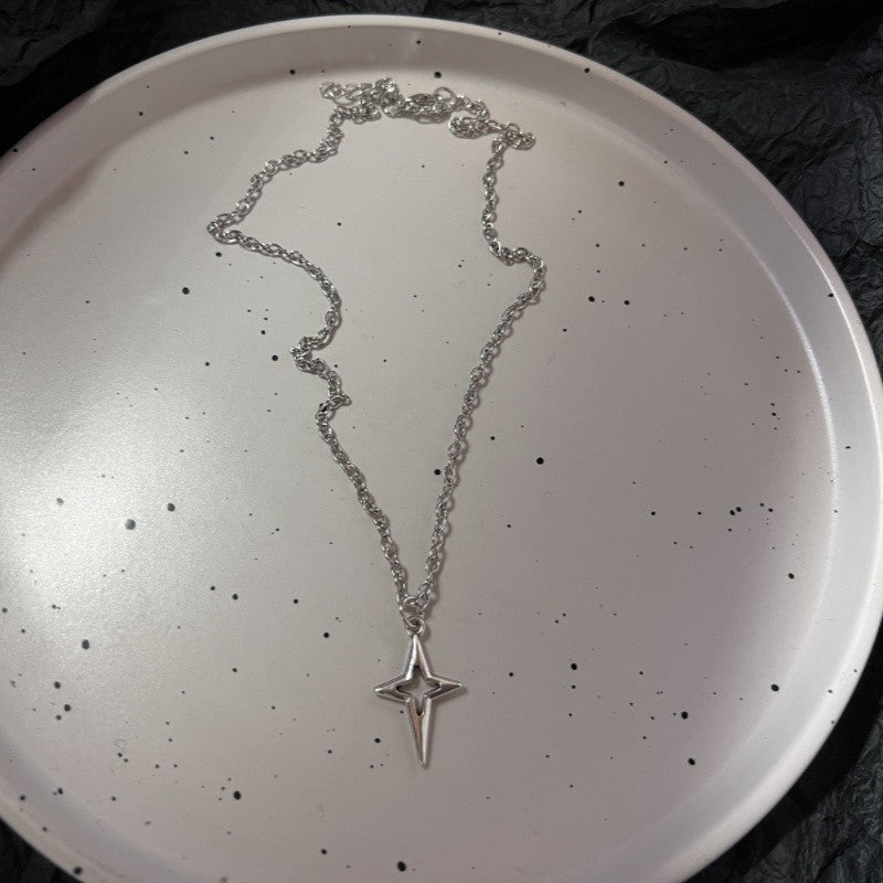 Trendy Punk Blue Cross Pendant Sliver Color Chain Necklace For Women Men Fashion Gothic Y2K Charms Hip Hop Jewelry Accessories