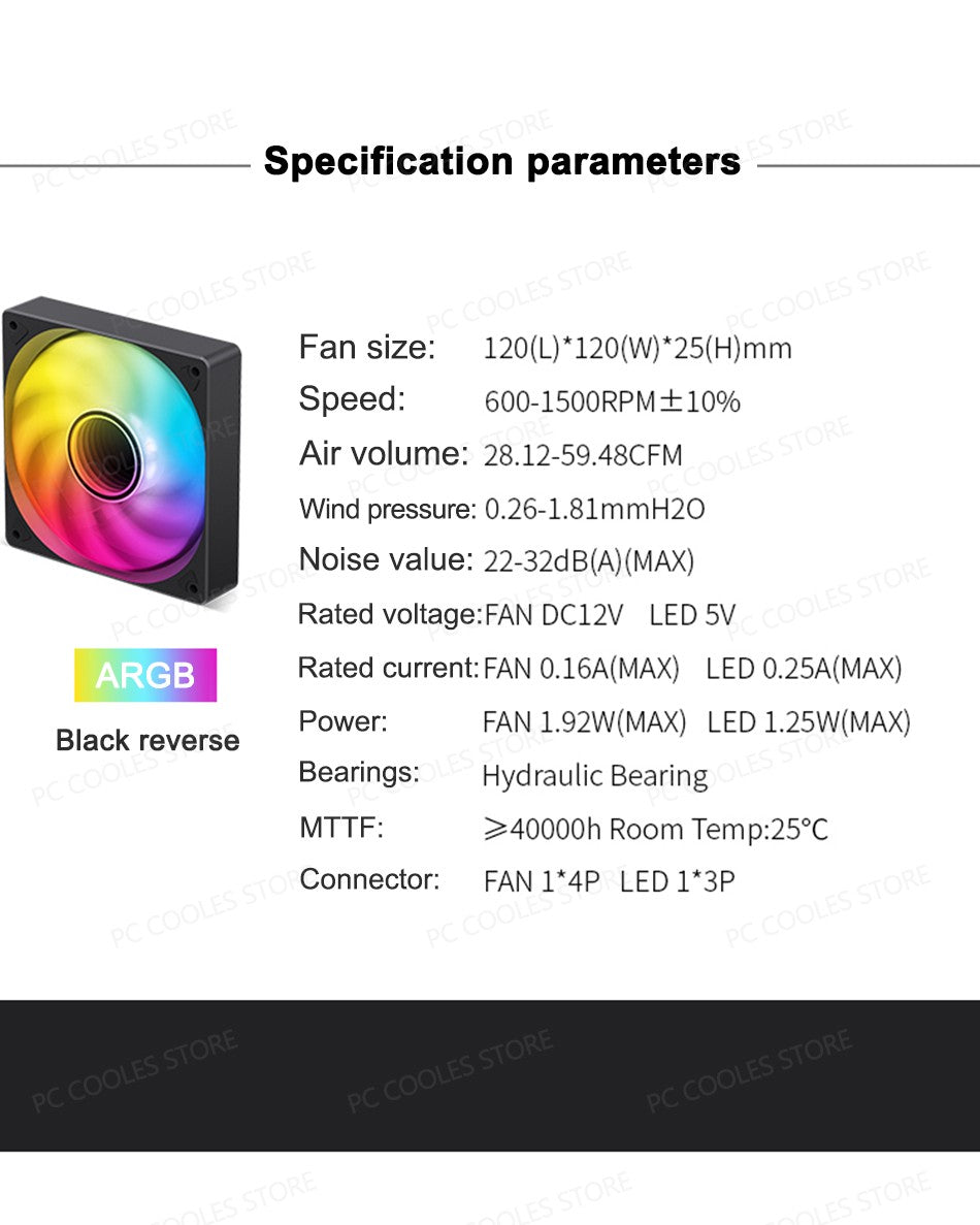 JONSBO SL-120 White/Black 120mm Case Fan 5V 3PIN ARGB Silent CPU Cooler Fan 4PIN PWM Serializable Reverse Fan