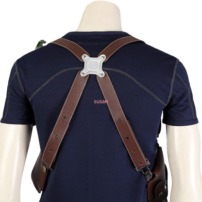 Carnival Game Leon Kennedy Costume RE Accessories Utility Belt With Bags Hero  Cosplay T-Shirt Officer Armpit Holster Halloween