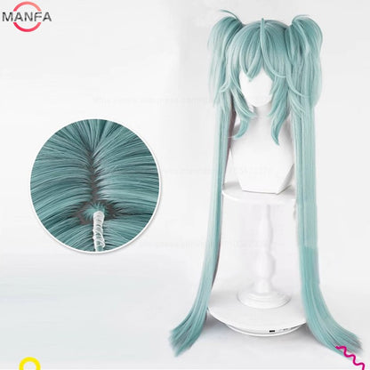 Miku Rascal Cosplay Wig 96cm Long Ponytails Wigs Heat Resistant Synthetic Hair Halloween Party Role Play Wigs+Wig Cap