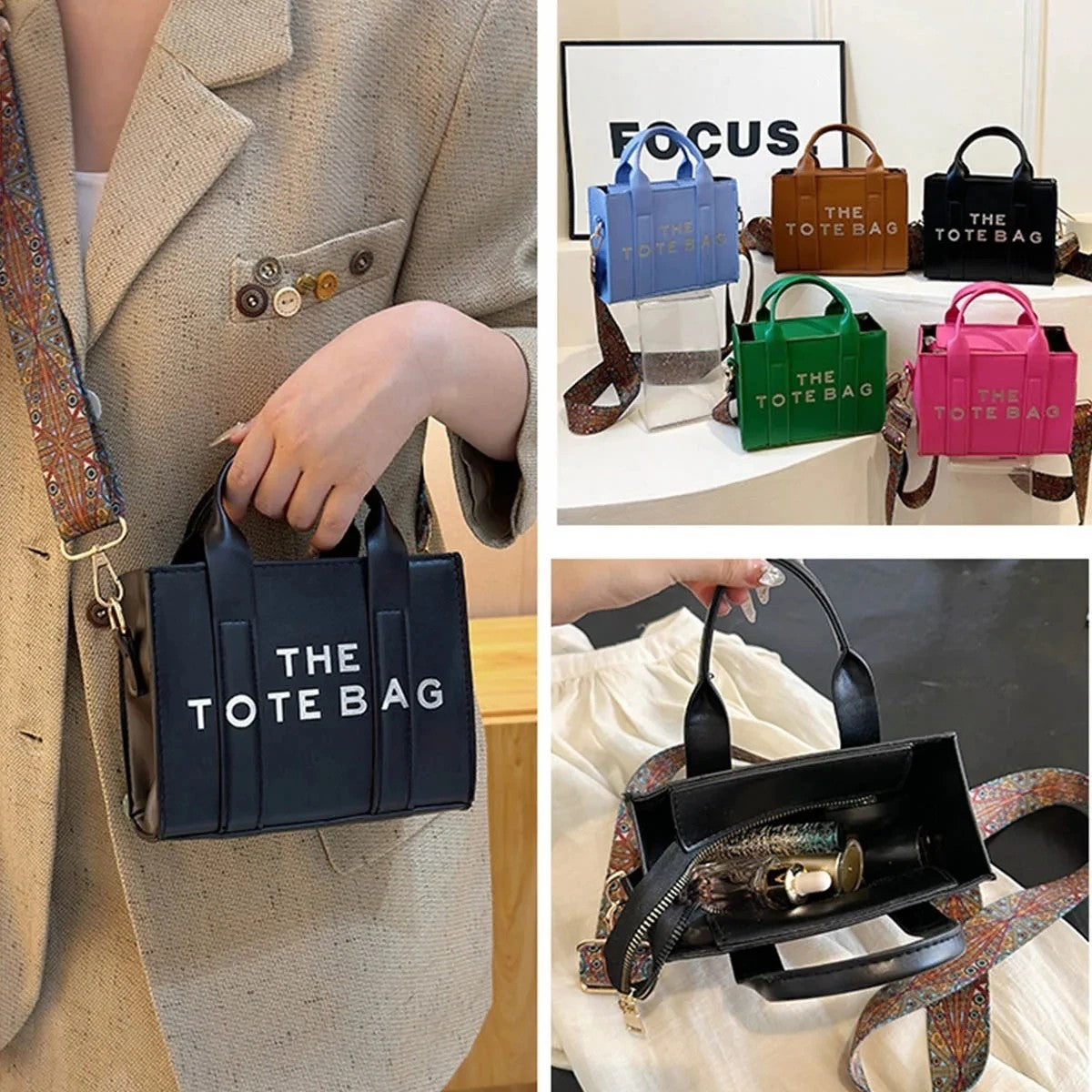 New printed letter tote bag, niche design handbag, European and American fashion crossbody bag, retro shoulder bag