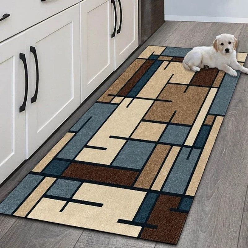 VIKAMA Simple Geometric Wind Kitchen Floor Mat Living Room Floor Carpet Entrance Door Mat Corridor Door Non-slip Foot Mat