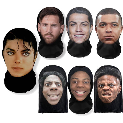 MJ Michael Jackson Cosplay Props 3D Printed Celebrity Face Masks Elastic Mesh Halloween Role Play Headdress Balaclava Headcovers