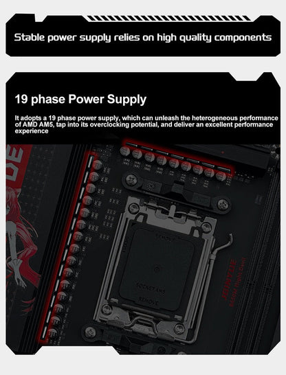 JGINYUE B650M NIGHT DEVIL Desktop Gaming Motherboard AM5 DDR5 96GB 9000MHz M-ATX USB 3.2 M.2x2 for AMD Ryzen 7 9700X