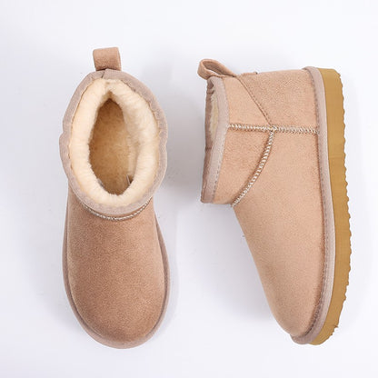 Smile PoP New Winter Cotton Women Boots Warm Suede Women Shoes Casual Plush Mini Cotton Snow Boots Nonslip Furry Ankle Shoes