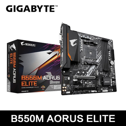 Placa-mãe GIGABYTE Nova B550M AORUS ELITE Micro-ATX Soquete AM4 para CPU Ryzen Série 5000 4000 3000 DDR4 de Canal Duplo SATA3 M.2