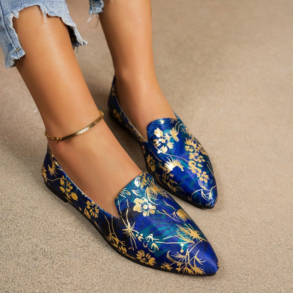Loafers Women's Flats Leopard Floral Print Pointed Toe Casual Women Shoes New Comfortable Walking Mujer Zapatos Footwear