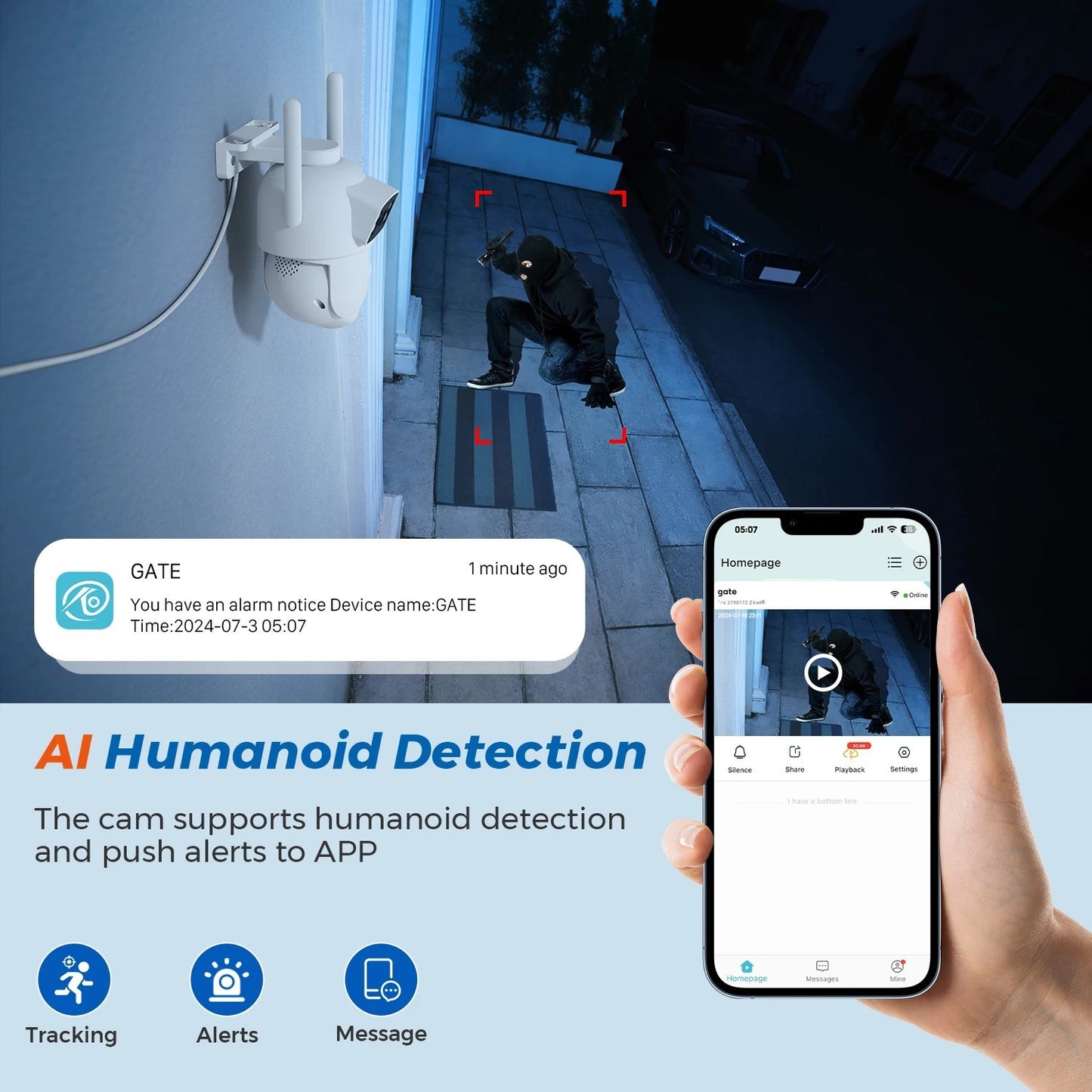 10MP 5K Wifi IP Camera Outdoor 2.4GHZ 5GHZ PTZ Surveillance Camera Dual Lens Dual Screens Email Alert 4K Security Protection