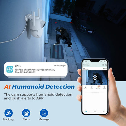 10MP 5K Wifi IP Camera Outdoor 2.4GHZ 5GHZ PTZ Surveillance Camera Dual Lens Dual Screens Email Alert 4K Security Protection