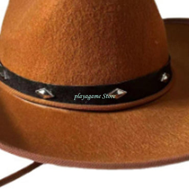 Y88A Cowboy Hat with Adjustable Rope Cowgirls Big Brim Party Accessory
