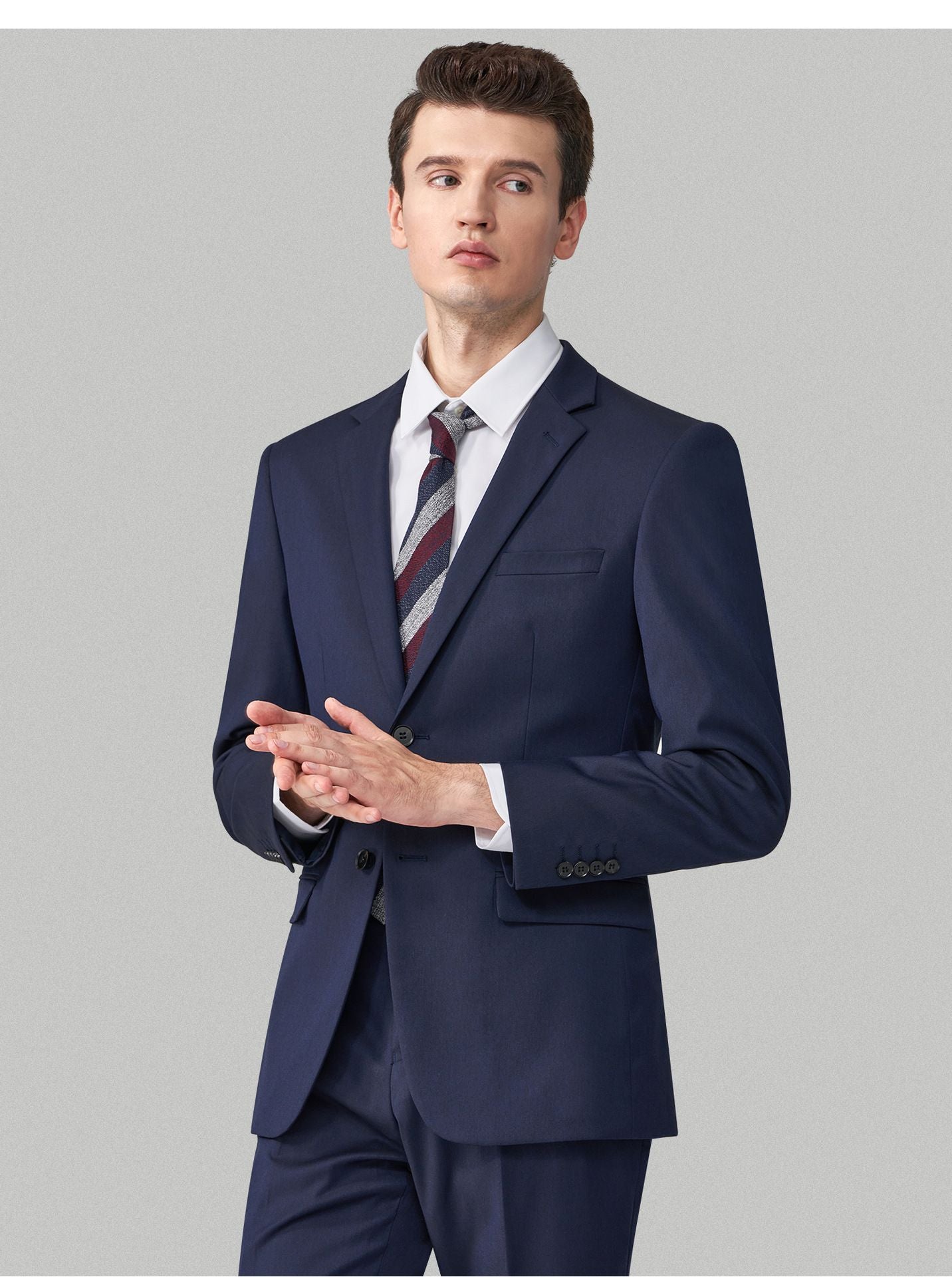 Suit Men (Blazer+Pants) Fashion Business Casual Slim-fit Formal Dress Banquet Work English Style Evening Dress Solid Color Suit