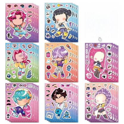 16PCS Cute Make a Face Stickers DIY Handicrafts Waterproof Puzzle Reward K-POP Stationery Stickersk Party Favors Gift