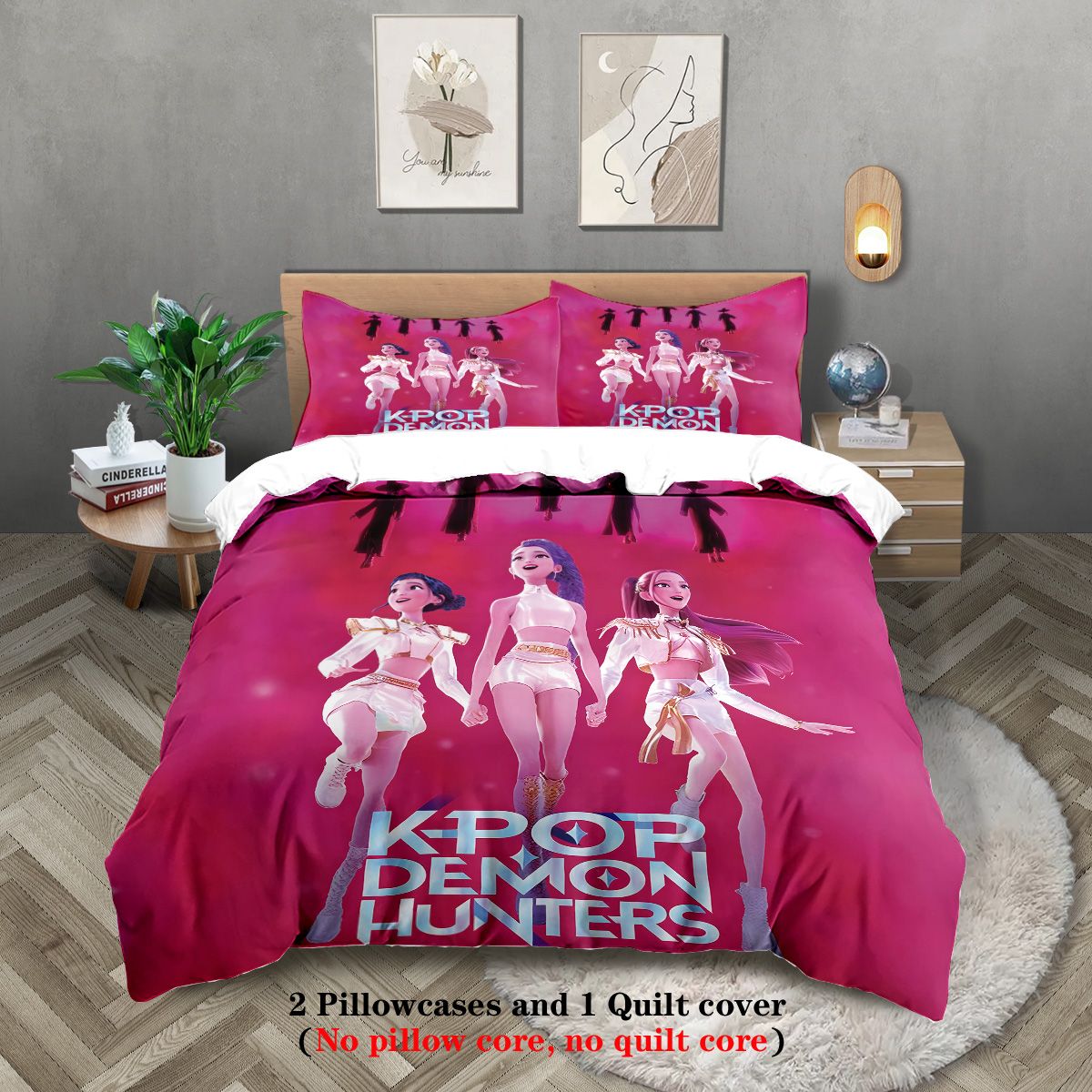 K-Pop Demon Hunters Themed Bedding Set Colorful Print Polyester Student Dormitory Bed Sheet Duvet Cover Kid Gift Home Textile