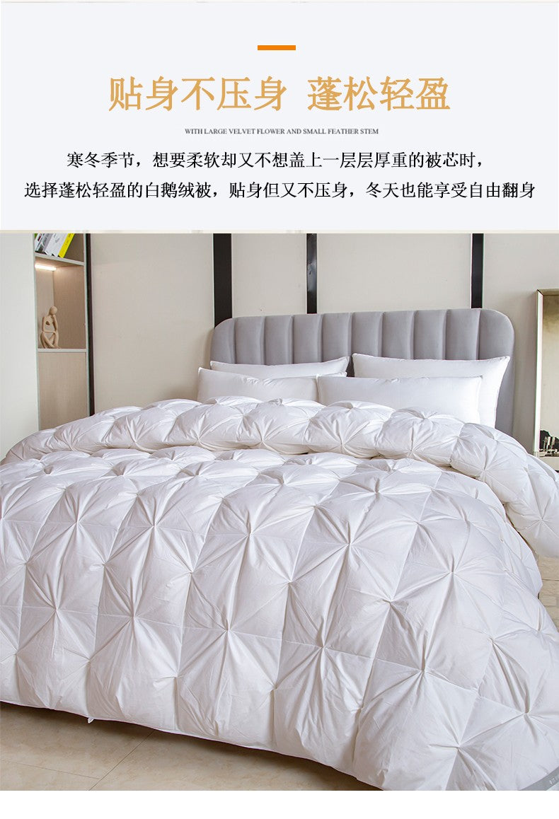 100% white goose down comforter, high-quality five-star hotel twisted flower comforter, pure cotton winter thick comforter