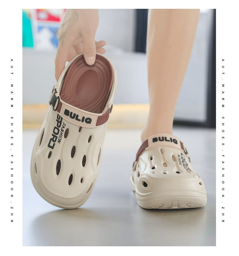 A Pair of Men's New Clogs, Summer New Wear-Resistant, Non-Slip Sports Beach Shoes, Soft-Soled Comfortable Men's Shoes for Driving