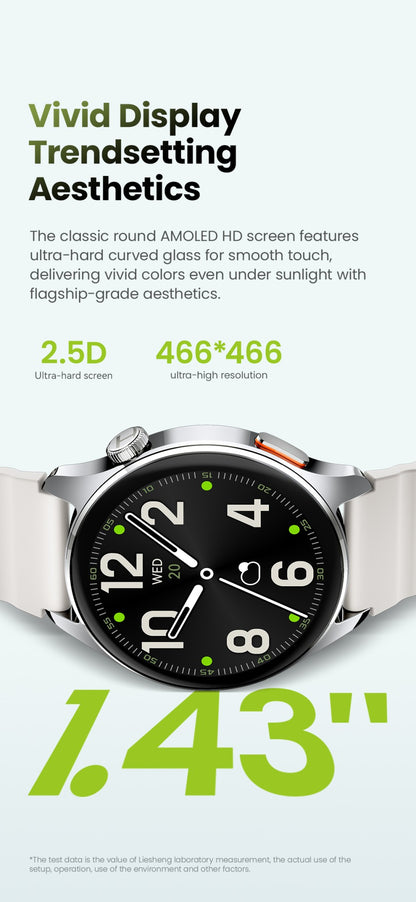 Smartwatch HAYLOU Watch 4S GPS, tela AMOLED HD de 1.43", posicionamento GPS de 5 satélites, mais de 120 modos de treino, relógio inteligente de esporte e fitness