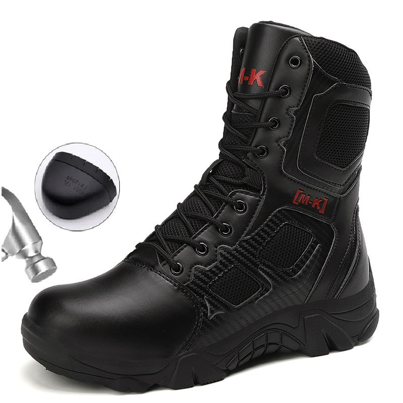 Botas de Segurança Masculinas Impermeáveis para Exteriores com Bico de Aço, Botas de Trabalho Masculinas Antiesmagamento com Bico de Aço, Tamanho 47