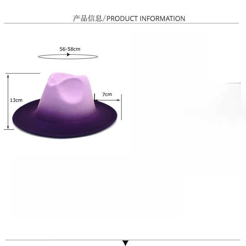 Winter Fedora Hats for Men Jazz Caps Gradient Dancing Evening Party Elegant Western Cowboy Hat Black Green Outdoor Sun Caps