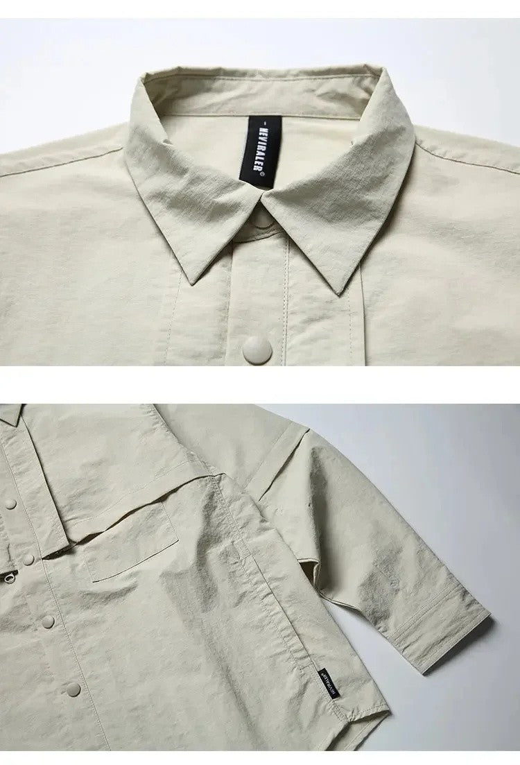 Dry Men Quick Outdoor Waterproof Lightweight Tack Techwear Cargo Shirts Man Streetwear Loose Casual Long Sleeve Oversize Shirt