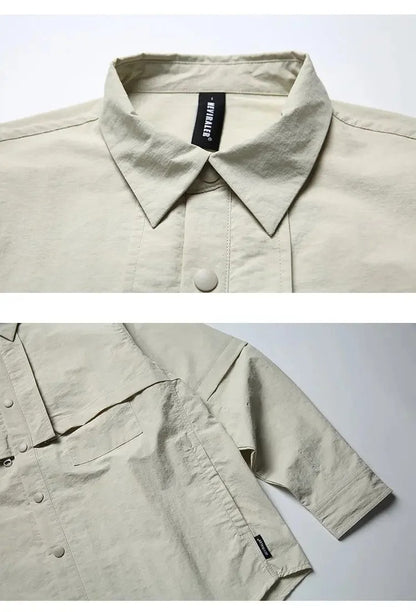 Dry Men Quick Outdoor Waterproof Lightweight Tack Techwear Cargo Shirts Man Streetwear Loose Casual Long Sleeve Oversize Shirt