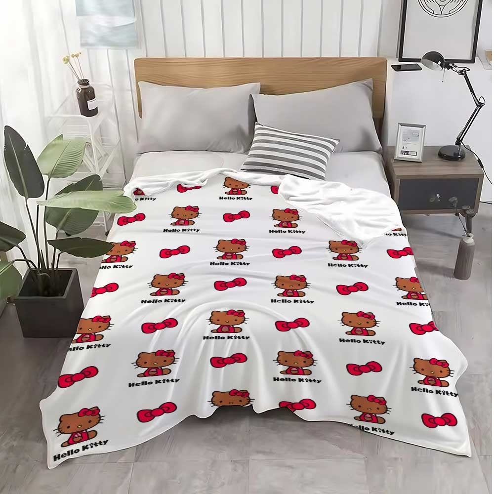 Manta Kawaii Hellos Cat para Joelhos, para Sala de Estar, Decorativa para Cama, Decoração de Quarto, Colcha para Casa, Manta para Sofá, Inverno