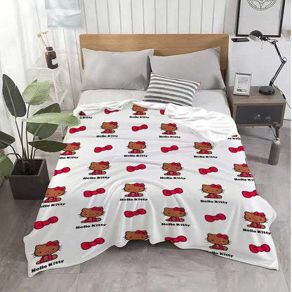 Manta Kawaii Hellos Cat para Joelhos, para Sala de Estar, Decorativa para Cama, Decoração de Quarto, Colcha para Casa, Manta para Sofá, Inverno