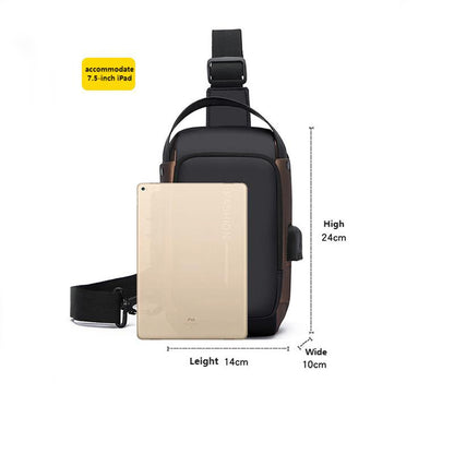 Men's Anti-theft Password Lock Chest Bag Multifunctional Waterproof Adjustable Shoulder Strap USB Charging Casual Crossbody Bag