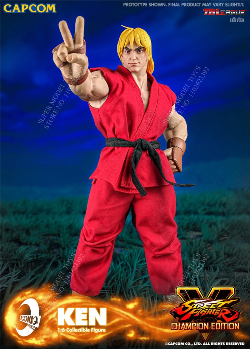 Iconiq Studio x Capcom IQGS-04 1/6 Escala Homem Soldado Ken Masters Lutador Conjunto Completo Boneco de Ação Colecionável de 12 polegadas