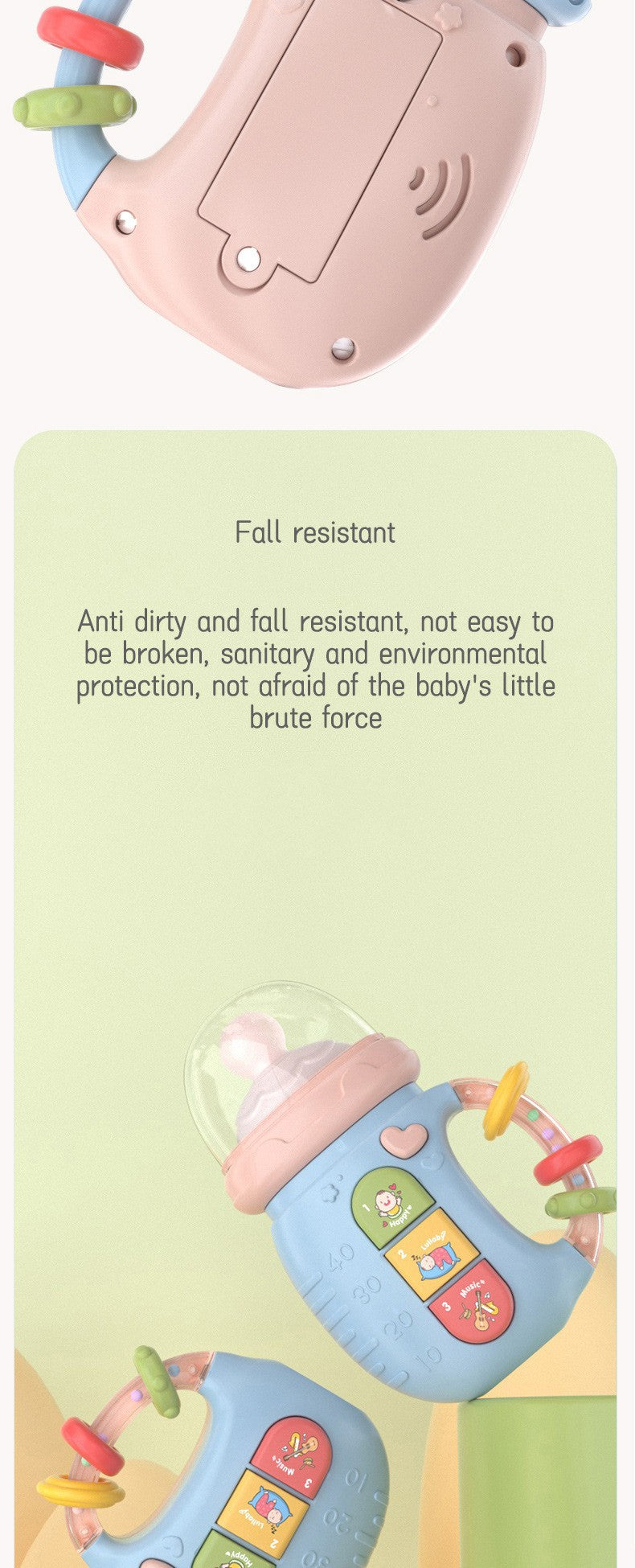 Educational Rattles Toy Musical Feeding Bottle Pacifier Newborn Soft Glue Teether Baby Mobile Rattles Toys Soothing Vocal Music