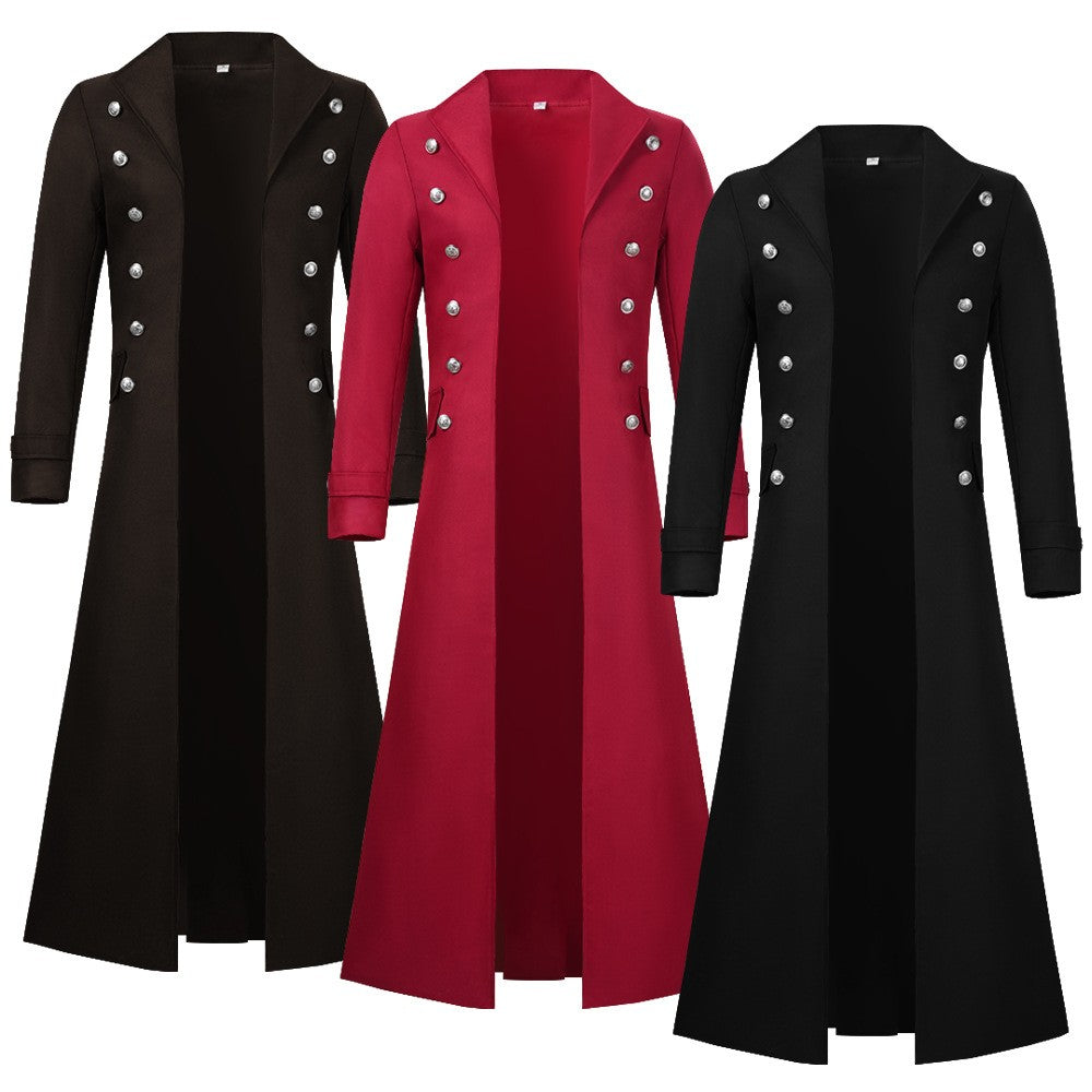 Medieval Steampunk Retro Gothic Coat Trench Coat Victorian Uniform Mid-length Men's Top