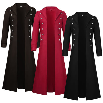 Medieval Steampunk Retro Gothic Coat Trench Coat Victorian Uniform Mid-length Men's Top