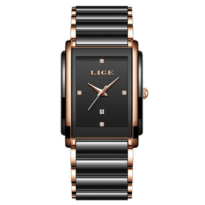 LIGE Fashion Elegant Watch for Women Japanese Movement Ceramics Strap Luxury Ladies Bracelet Quartz Watches Gifts Reloj Mujer