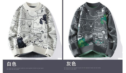 Autumn and Winter High School Students' Trendy Versatile Thick Bottom Sweater Knitted with Velvet Warm Fashion Men's Sweater