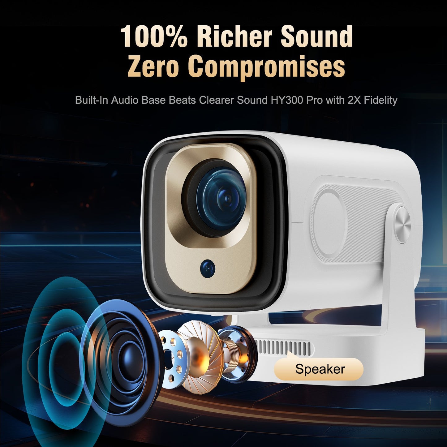Magcubic HY310 Projetor Android 11 4K Foco Automático Nativo 1080P Nativo 330ANSI Dual Wifi BT5.4 Air Mouse Voz Filmes em Casa ao Ar Livre