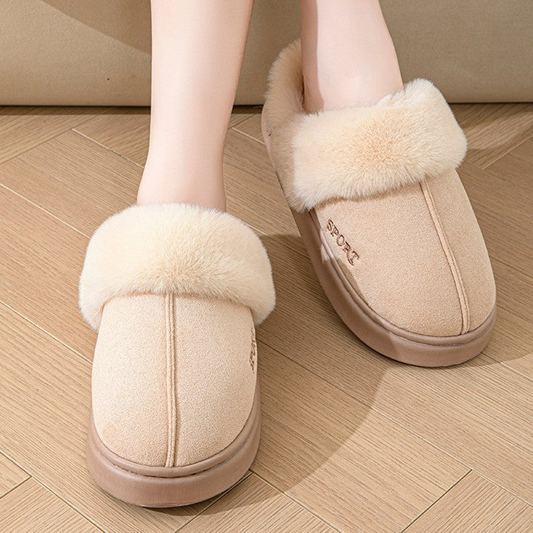 Casual Fluffy Slippers Women House Winter Plush Designer Shoes Ladies Flats Home Warm Fashion Elegant Solid Platform Footwear
