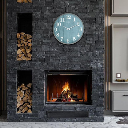 18 Inch Large Wall Clock, Silent NonTicking Modern Wall Clocks with Woodgrain Design Decorative for Living Room, Farmhouse, Kitc