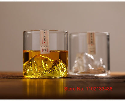 Copo de Uísque Japonês de Gelo para Uísque Puro Copos de Uísque de Montanha 3D Caixa de Presente de Madeira Taça de Conhaque Copo de Vodca Copo de Vinho