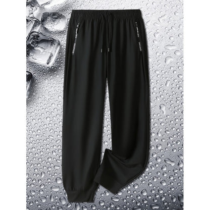 Calça Jogging Masculina de Verão Duas Cores Respirável Elástica Esportiva com Zíper Calça Jogger Masculina Reta para Pesca Academia