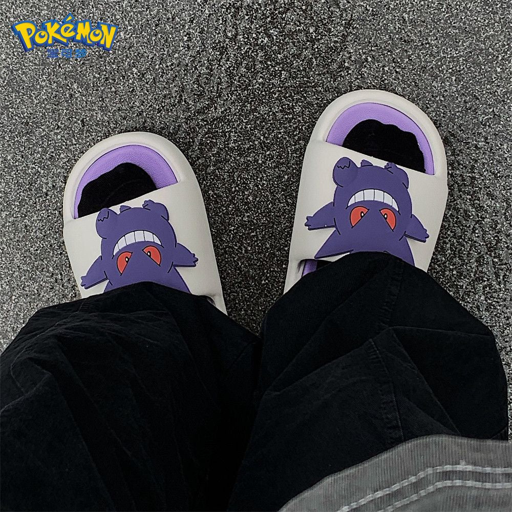 Kawaii Pokemon Anime Peripherals Gengar Cartoon Outdoor Sandals Summer Home Shoes Flip Flops Birthday Gift