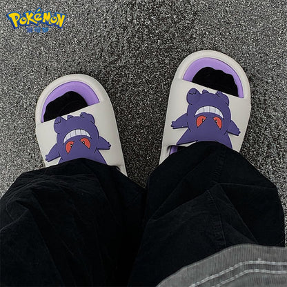 Kawaii Pokemon Anime Peripherals Gengar Cartoon Outdoor Sandals Summer Home Shoes Flip Flops Birthday Gift