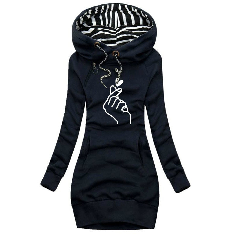 Women Sweater Dress Long Sleeve Hoodie Dress Autumn Winter Casual Slim Sweater Hoodies Dress