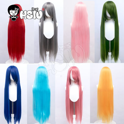 ?HSIU Brand? 80cm Cosplay wig Long 22 color Wig Heat Resistant Synthetic Hair Anime Party wig Fiber synthetic wig+Free wig cap