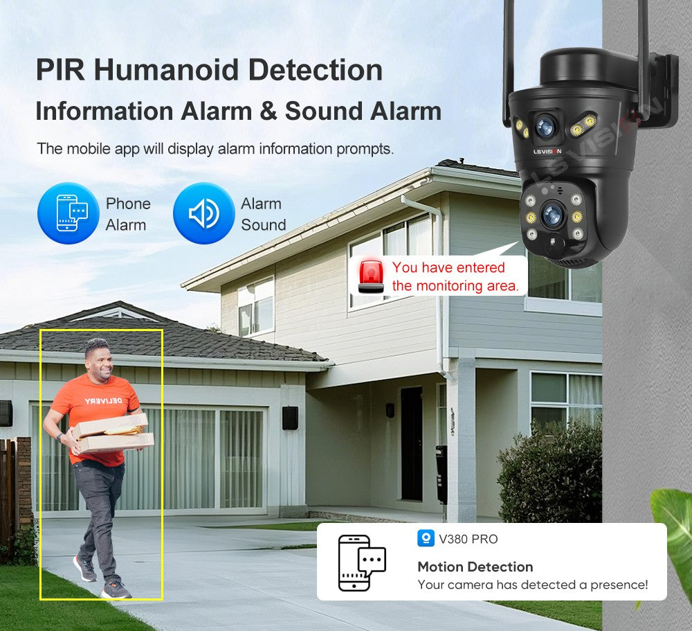 LS VISION 4G /WIFI Outdoor Solar Camera 8MP Dual Lens PIR Sim Card built in Night Vision Waterproof Security Camara Battery CCTV