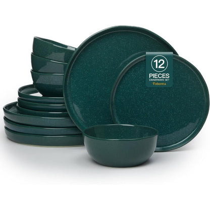 Ceramic Dinnerware Set for 4 with Reactive Glaze Plates and Bowls Microwave Safe and ChipResistant Ideal for Modern Dining Room