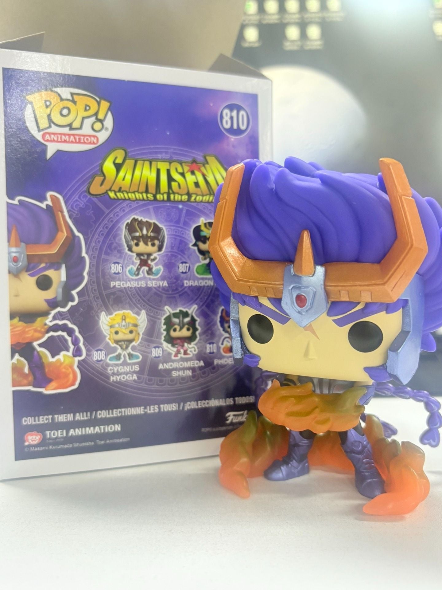 Funko Pop Cavaleiros do Zodíaco Boneco Articulado Hyoga de Cisne #808 Shiryu de Dragão #807 Shun de Andrômeda #809 Ikki de Fênix #810 Bonecos de Vinil Brinquedos