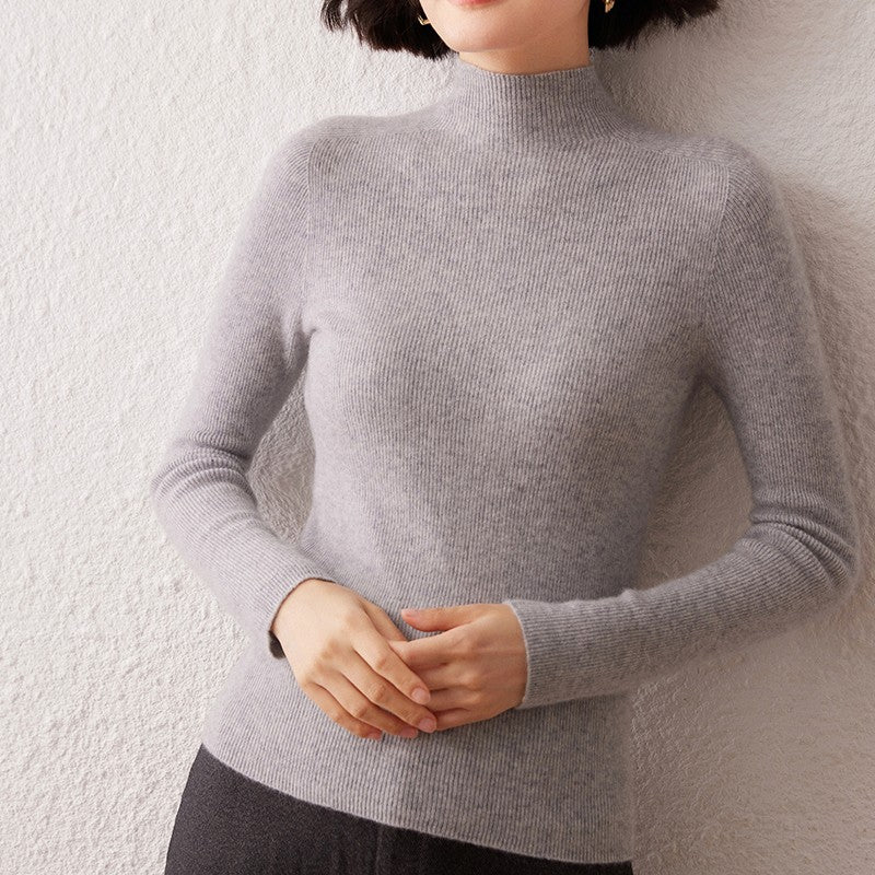 New women's sweater 100% pure cashmere high neck knitted pullover Korean version slim fit hot selling fashionable sweater