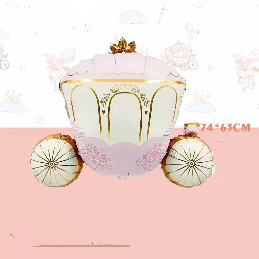 New Dream Princess Castle Pumpkin Cart Aluminum Film Balloon, Swing Bear, Children's Birthday Party Decoration Props